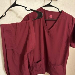 Women's Burgundy Scrub Set